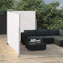 Festnight Tenda da Sole Due Lati Retrattile, Tende da Sole Paravento Laterale per Patio, Tenda da Esterni 170x600 cm Crema