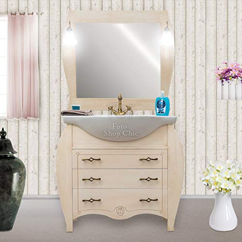 Shop Chic Mobile bagno 85 cm contemporaneo in legno avorio con lavabo