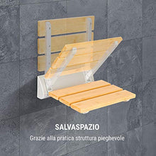 Oneconcept Arielle - Sedile da Doccia Pieghevole, Superficie in Bambù, Gancio in Alluminio, Peso max.: 160 kg, incl. Materiale di Montaggio, Stile: Classic, Legno