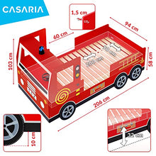 Deuba Letto per Bambini Junior Letto Stile Pompieri Camion Vigili del Fuoco con Sirena e Ruote in 3D 205 x 94,5 x 103 cm