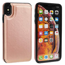 Suhctup Compatibile con Custodia iPhone Xs Max pelle,Cover iPhone Xs Max con Interno Morbida TPU,Porta Carte Slot e Antiurto Flip Wallet [Chiusura Magnetica] Protettiva Case (Oro rosa)
