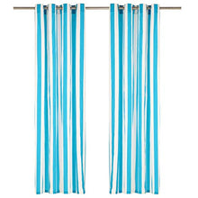 vidaXL 2X Tende con Anelli Classici Eleganti Traslucide Moderne Tendaggi Rivestimento Finestre Privacy in Metallo e Cotone 140x245cm Blu a Strisce