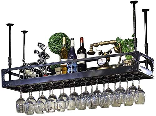 Porta Bottiglie Da Vino Scaffali galleggiante Bar Unità Wine Rack Bottle Holder Holder attaccatura del supporto di Coppa Altezza regolabile Rustico supporto della bottiglia di soffitto Parete Wine Rac