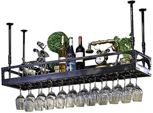 Porta Bottiglie Da Vino Scaffali galleggiante Bar Unità Wine Rack Bottle Holder Holder attaccatura del supporto di Coppa Altezza regolabile Rustico supporto della bottiglia di soffitto Parete Wine Rac