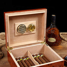 Scatola per Sigari in Legno di Cedro Humidor Scatola per Sigari Portatile Scatola per Sigarette Cerniera in Metallo con Vernice per Pianoforte Doppia Ogni Zona con Termometro Umidificatore