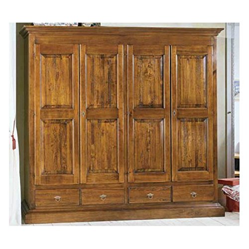 Estea Mobili - ARMADIO 4 ANTE 4 CASSETTI LEGNO MASSELLO L 234 P 61 H 221 - 612-A - Come foto