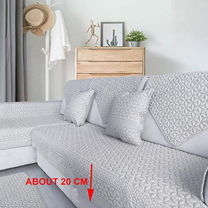 BAIDUN Copridivano Angolare con Penisola, Chaise Longue Copridivano a Forma di L Lavabile Fodere per Divano in Cotone Jacquard, 1/2/3/4 Posti Fodera AntiGraffio per Gatto C beige-110×240cm