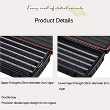 Humidor per Sigari da Viaggio Scatola in Ldpe Ambientale Portatile Spugna Integrata Anti-Shock Design A Doppio Vassoio con Blocco con Umidificatore E Igrometro Confezione da 10,Black-Yellow