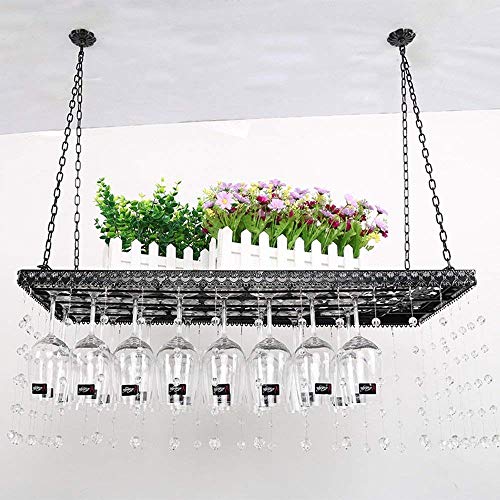 FCXBQ Portabottiglie, Appendiabiti in Ferro battuto Portabottiglie sospeso in Vetro Portabottiglie rovesciato Portabottiglie Appeso Portabottiglie Portabicchieri Alto (Dimensioni: 80x31cm)