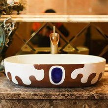 FTFTO Accessori per la casa Toilette da Bagno Lavabo da Bagno Ovale su Tavolo in Ceramica per Uso Domestico Balcone Lavanderia Lavabo da Bagno per Piscina 59X50x15cm Decorazione Domestica