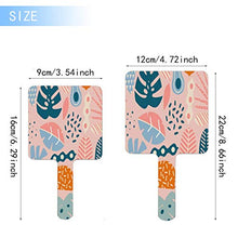 Specchio a mano, modello tropicale in stile retrò rosa quadrato palmare specchio con maniglia per trucco casa salone di viaggio uso 9 cm L x 16 cm L