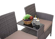 Mendler Divano Sofa per l'esterno Doppia Seduta con portavivande HWC-E24 polyrattan Grigio con Cuscini Avorio
