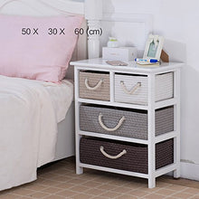 ZHongWei-- Cassettiera-Comodino Cassettiera/Cassettiera con cassettiera in Legno massello in Rattan