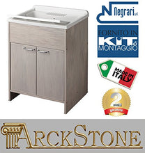 Negrari Lavatoio 9002KR in Resina, Resistente agli acidi, Mobile in PVC resistente all'umidità, Interno/Esterno, L50 X P60 X H84, Rovere