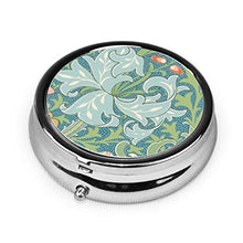 The William Morris Collection - Contenitore rotondo per pillole a 3 scomparti, in metallo, per medicina e vitamine, per viaggi all'aperto