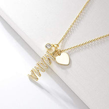 Baoxiaohed Collana in Argento Sterling, 925 Sterling Argento Stile Moda Rosa Oro Cuore Alfabeto Collana Dorata, Adatta per La Festa della Mamma, Regali di Anniversario E Regali di Compleanno