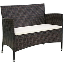 Tidyard Panchina da Giardino 106 cm in Polyrattan Marrone,Fodere dei Cuscini Rimovibili e Lavabili
