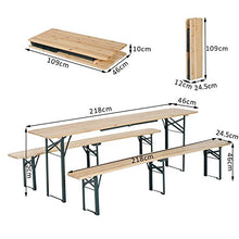 Outsunny Set Birreria da Giardino a 3pz Tavolo con 2 Panche Pieghevole in Legno di Abete