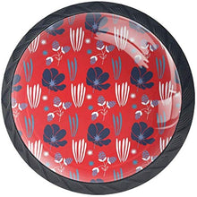 Fragola blu floreale rosso Pomelli per Porta Set di 4 Pomelli per Mobili Manopole per Cassetti Cucina Armadio Vetro