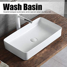 Zerone Lavabo rettangolare in ceramica, moderno da appoggio, per cucine, 61 x 35 x 10 cm, bianco