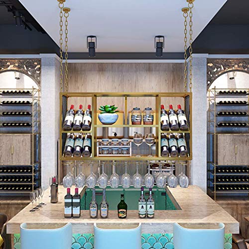 COLiJOL Portabicchieri da Vino Appendiabiti da Soffitto Portabottiglie da Vino Collegamento a Catena in Ferro Portabottiglie Regolabile e Portaoggetti per Calici Può Contenere Qualsiasi Tipo Di Calic