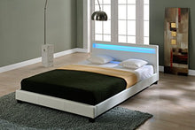 Corium Letto Imbottito Illuminazione LED (Paris) (Bianco)(140x200cm) Letto Moderno/Similpelle/con Rete a doghe di Legno /