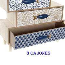 Item - Cassettiera in legno, piccola scatola portagioie in legno, con design mediterraneo con 3 cassetti, 29,5 x 11 x 27 cm