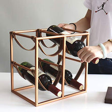 zxb-shop Portabottiglie Cremagliera del Vino Decorazione del Desktop di casa Cremagliera del Vino del Metallo Cremagliera di Vino in Pelle Creativa Portabottiglie da appoggio