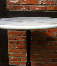 Tavolo da giardino in marmo e piede in ghisa, diametro 60 cm, colore: bianco