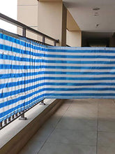 RSTYS - Copertura per schermo da balcone, 3 x 40 cm, per recinzioni in rete, per parabrezza, strisce bianche e blu, per portico, esterno, cortile, patio