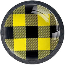 Plaid scozzese modello giallo nero Pomelli per Porta Set di 4 Pomelli per Mobili Manopole per Cassetti Cucina Armadio Vetro