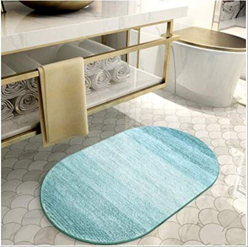 QZHYGE 1 pz/Antiscivolo Tappetino da Bagno Zerbino Ovale Camera da Letto Tappeto Porta Assorbimento Acqua Comodino Tappeto Tappetino Spedizione Gratuita 45x120 cm Blu