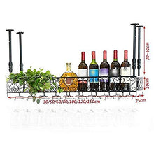 Y DWAYNE Portabottiglie in Ferro a Parete, Portabottiglie da Vino sospeso a soffitto, Mensola - Portabottiglie da Appendere, Porta Calice, Portaoggetti Decorativo da Cucina da bar-120 * 25 cm