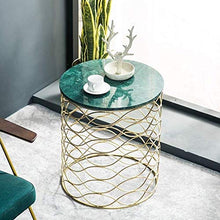 TONG HXF- Tavolino da caffè Oro Piccolo Tondo di Marmo Struttura Tabella Creative Design Hollow di Lusso sul Suo Meglio Durevole (Color : Green)