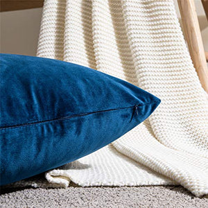 Topfinel Federe Cuscini Natalizie in Velluto per Divano Copricuscini Decorativi Quadrate per Casa Camera da Letto Salotto Federa per Cuscino 2pezzi 40x40cm Blu Marino