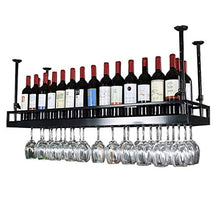 ZLJ Portabottiglie per Vino Nero - Scaffale per Bicchieri da Vino in Ferro Stile Morden, ripiano per Decorazione a soffitto, per Bar, ristoranti, Cucina o Cantina (Dimensioni: 120 cm)