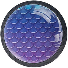 Pelle di pesce viola blu modello sirena scala Pomelli per Porta Set di 4 Pomelli per Mobili Manopole per Cassetti Cucina Armadio Vetro