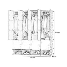 WCY Cassa del Guardaroba Portatile Fai da Te con Guida appesa per Vestiti ARMOIRE ARMOIRE Facile ASSEMBLAGGIO E SMONTAGGIO (2 Stili) Armadio Combinato (Dimensioni: 147x47x183cm) yqaae