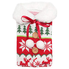NUOBESTY Copertura della Bottiglia di Vino di Natale con La Renna Albero di Natale Fiocco Rosso Peluche Bianco Polsino della Pelliccia del Faux Tessuti Non Tessuti Copertine per
