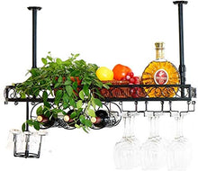 Stemware - Portabottiglie da parete in metallo, da appendere alla parete, per bottiglie di vino, da soffitto, con ripiani multifunzione