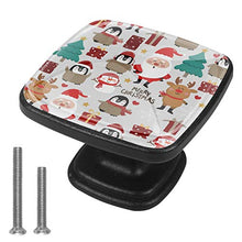 Confezione da 4 manopole per mobili da cucina, manopole per cassetti Natale con il pinguino della renna del pupazzo di neve di Babbo Natale Tira le maniglie delle porte