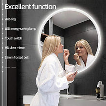 YIFAA Specchio da Bagno Rotondo A Muro con LED Illuminato, Antiappannamento, da Parete per Bagno, Camera da Letto, Hotel, Salone di Bellezza (Luce Bianco - A, 60CM)