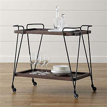 YIN YIN Carrello per Ripiani Scaffale Doppio in Legno in Ferro battuto Mobile conveniente Grande Cucina da Cucina Ristorante teiera Nera 75X45X85cm Carrello a rulli (Color : A)