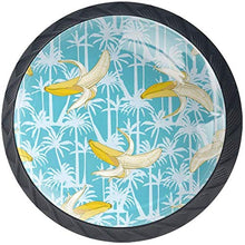Palma tropicale della banana della frutta blu Pomelli per Porta Set di 4 Pomelli per Mobili Manopole per Cassetti Cucina Armadio Vetro