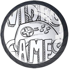 Doodle stile videogiochi design tipografia con un'illustrazione di schizzo controller Pomelli per Porta Set di 4 Pomelli per Mobili Manopole per Cassetti Cucina Armadio Vetro
