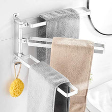 KANGHE Portasciugamani da Parete 180° Rotazione, Alluminio Bagno Pantofole Rack Multifunzionale può Essere Piegato a 90 ° Porta Salviette, Senza Foratura, 3-Braccio, per Cucina, 33cm