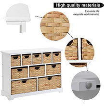 WGYDREAM Comodino Cassettiera Camera da Letto Mobile Contenitore in Legno Massello Mobile Organizer Bianco con Cestini Credenza in Paulonia Massello Montaggio Facile