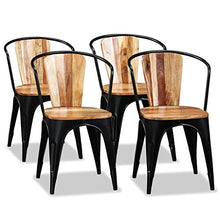 EBTOOLS Set di 4 sedie da pranzo, in legno massiccio + ferro, per cucina, hotel, ristorante, soggiorno, 51 x 52 x 80 cm