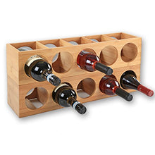 Gräfenstayn® 30543 cremagliera del vino CUBE - impilabile in legno di bambù per 5 bottiglie di vino per posizionare, collocazione o per montaggio a parete, ampliabile, Dimensioni 13,5x12x53 cm