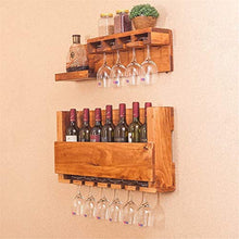 Classico Wall Mount Ecofriendly legno di pino bottiglia di vino della mensola del supporto del calice del vino Holder pensili 10 Wine Glass ripiano impianto galleggiante Mensole Organizzatore del cont